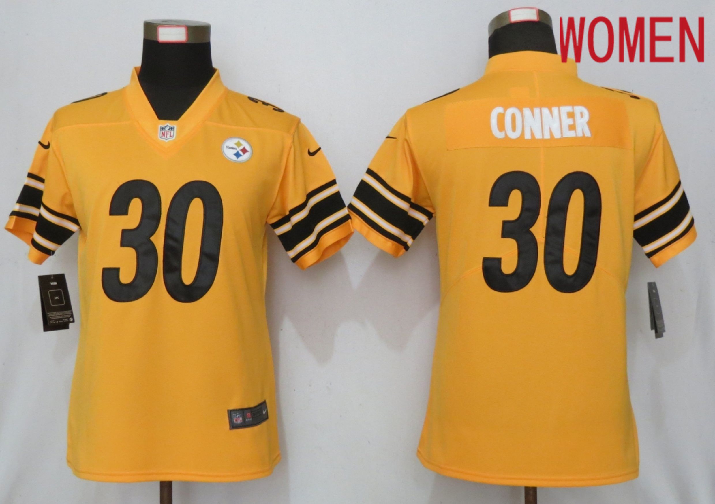 Women Pittsburgh Steelers 30 Conner 2019 Vapor Untouchable Nike Gold Inverted Elite Playe NFL Jerseys